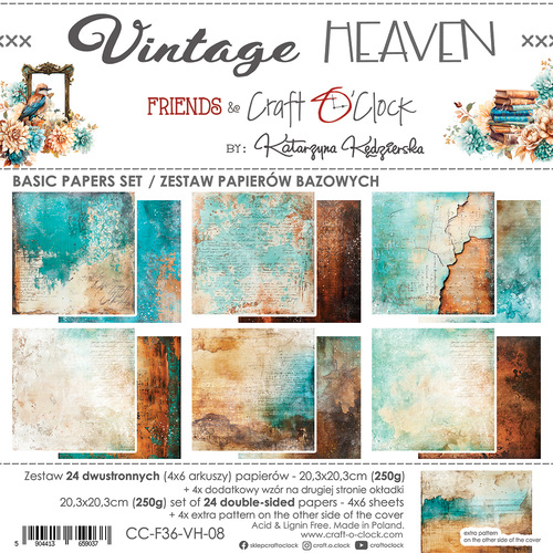 Craft O'Clock - Vintage Heaven - 8x8 set of BASIC papers