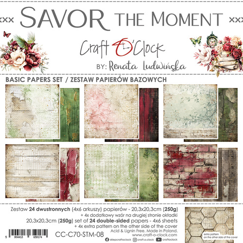 Craft O'Clock - Savor the Moment - 8x8 set of BASIC papers