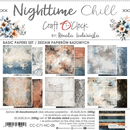 Craft O'Clock - Nighttime Chill - 8x8 set of BASIC papers