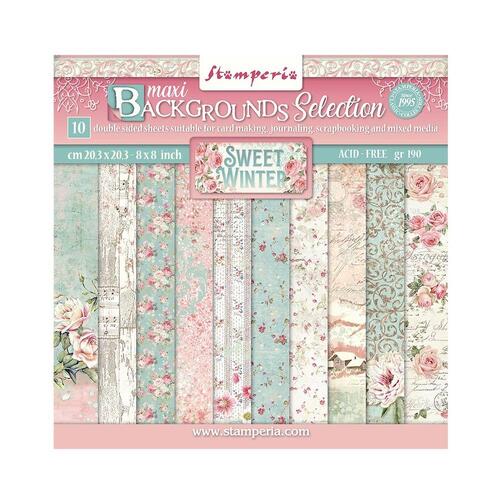 Stamperia - Sweet Winter Backgrounds - 8x8 Paper Pad