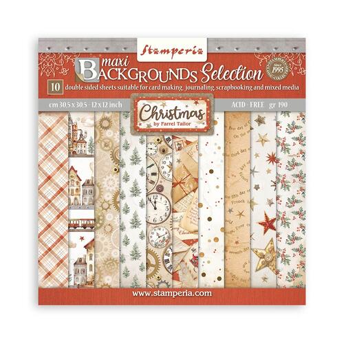 Stamperia - Gear Up For Christmas Backgrounds - 12x12 Paper Pad