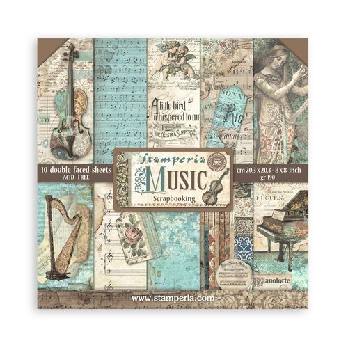 Stamperia - Music - 8x8 Paper Pad