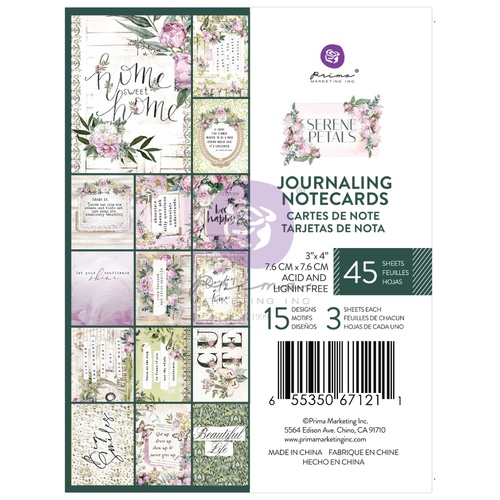 Prima - Serene Petals - 3x4 Journaling Cards