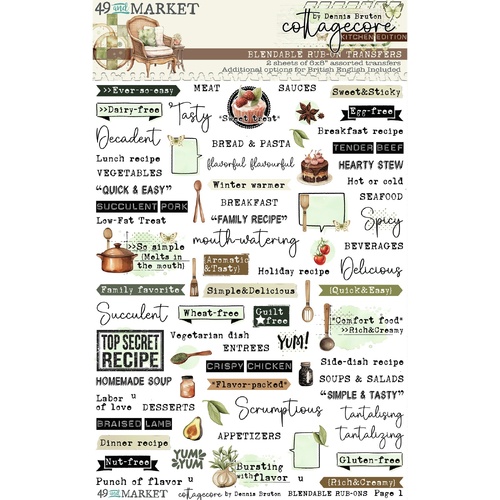 49 and Market - Cottagecore Kitchen Edition - Rub-On Transfers