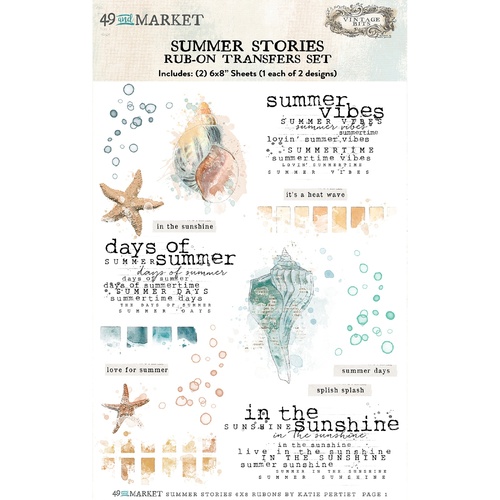 49 and Market - Summer Stories - Rub-On Transfer Set