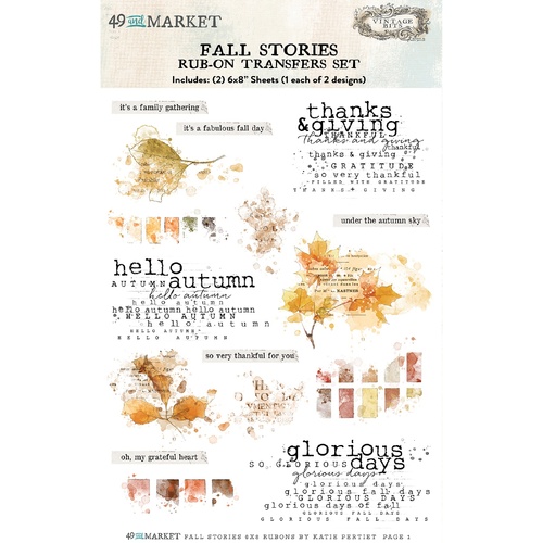 49 and Market - Fall Stories - Rub-On Transfer Set