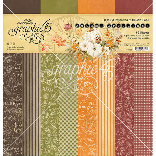 Graphic 45 - Autumn Greetings - 12x12 Patterns & Solids Pack