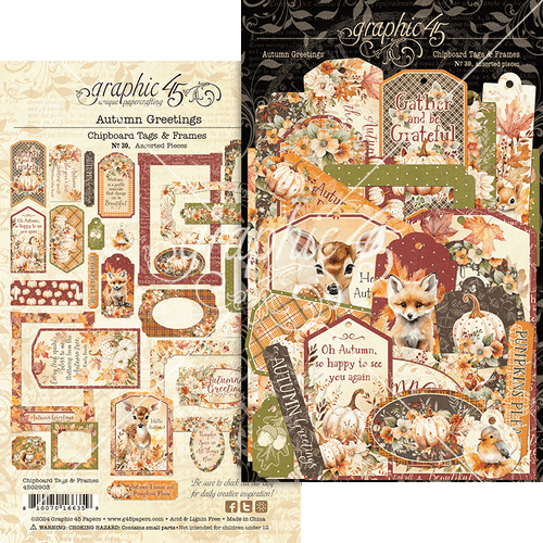 Graphic 45 - Autumn Greetings - Chipboard Tags & Frames