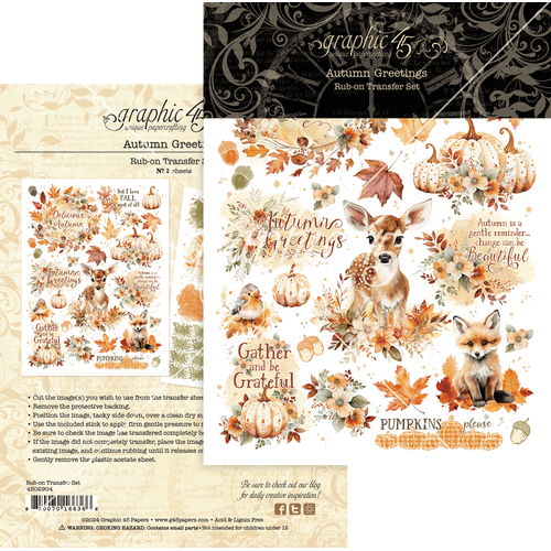 Graphic 45 - Autumn Greetings - Rub-On Transfers