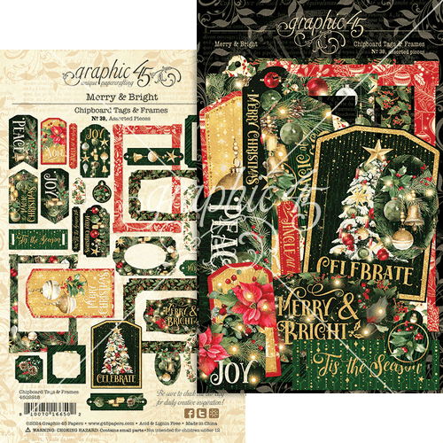 Graphic 45 - Merry & Bright - Chipboard Tags & Frames