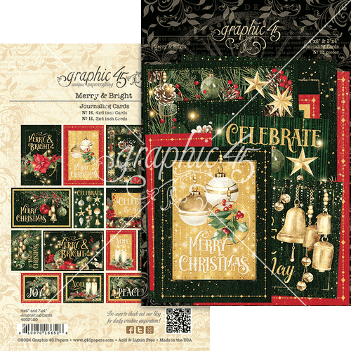 Graphic 45 - Merry & Bright - Journaling Cards