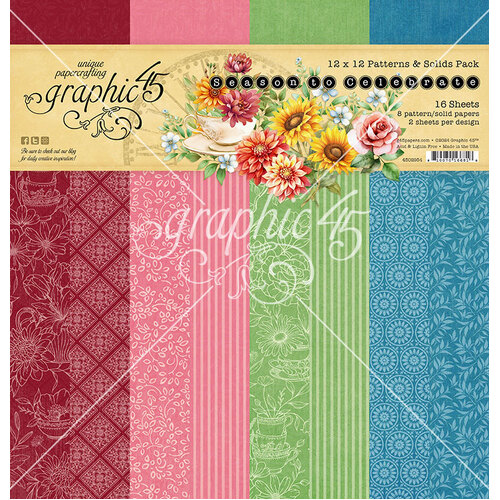 Graphic 45 - Season to Celebrate - 12x12 Patterns & Solids Pack