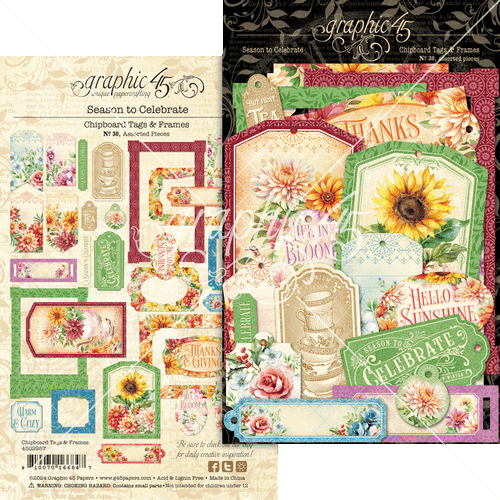 Graphic 45 - Season to Celebrate - Chipboard Tags & Frames