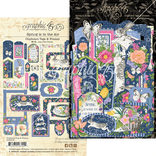 Graphic 45 - Spring is in the AIr- Chipboard Tags & Frames