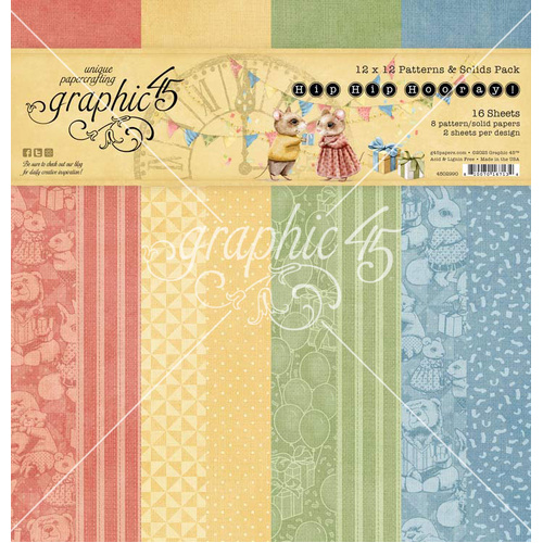 Graphic 45 - Hip Hip Hooray! - 12x12 Patterns & Solids Pack